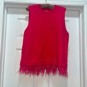 Hot pink feathered knit sleeveless top